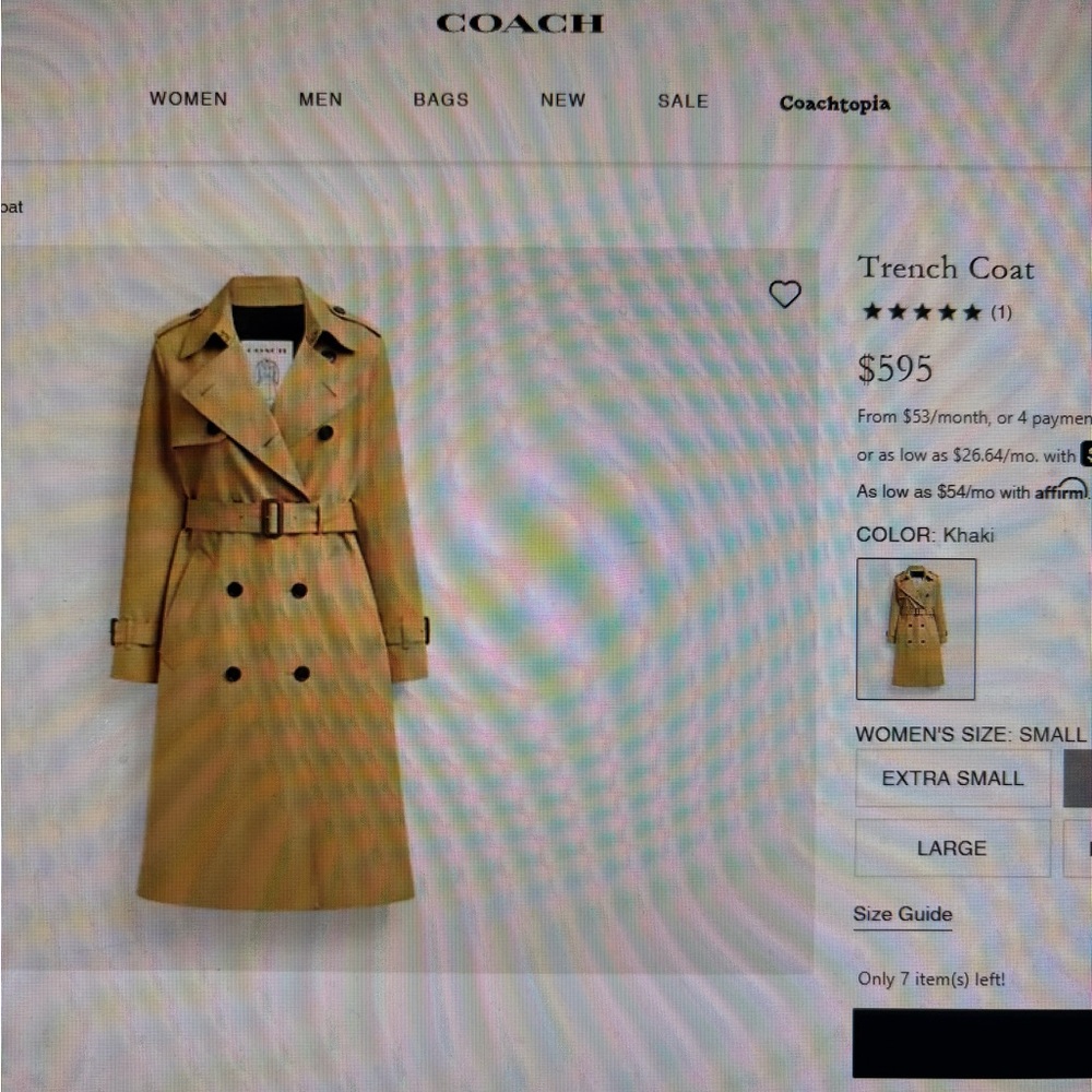 Coach Camel Double-Breasted Trench Coat - Picture 8 of 8